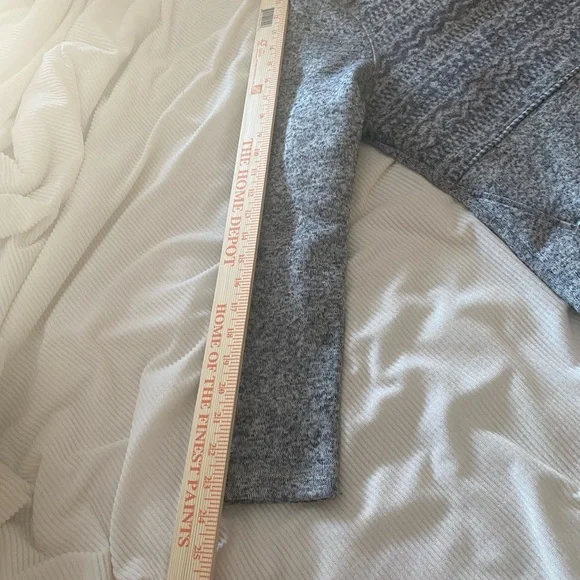 Life Gray Fair Isle Fleece Pullover Hoodie Button Women's Sweatshirt Large - Picture 6 of 13